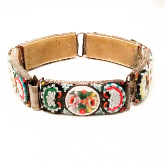 Spectacular Vintage Gold Micro-Mosaic Italian Bracelet - Picture 7 of 8